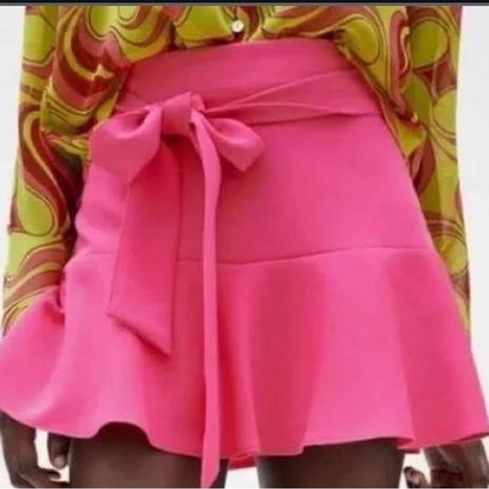 Pink Women's Skirt with Bow Detail